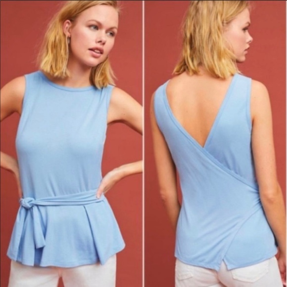 Anthropologie wrap top in periwinkle